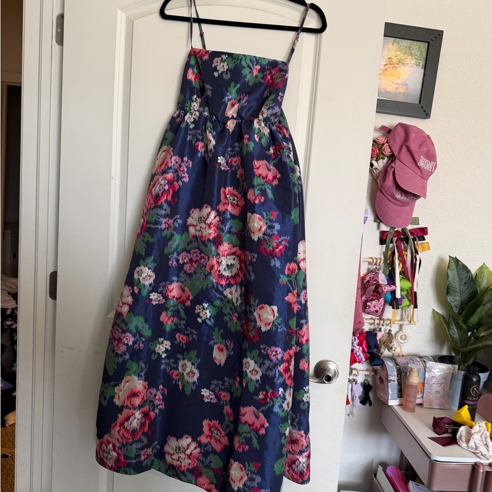Navy Floral Midi Dress
